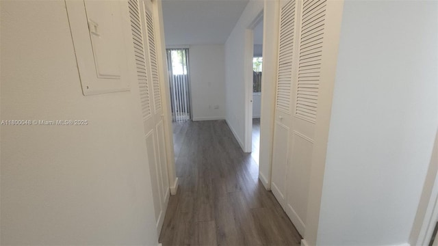 1720 NW N River Dr Unit 113, Miami, FL 33125 - hallway with baseboards and wood finished floors