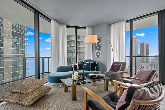 501 NE 31st St Unit 2906, Miami, FL 33137 - sitting room featuring a wall of windows