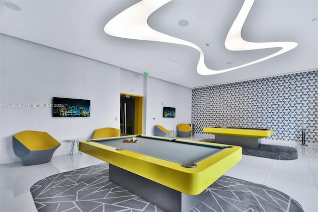 501 NE 31st St Unit 2906, Miami, FL 33137 - game room featuring billiards and tile patterned flooring