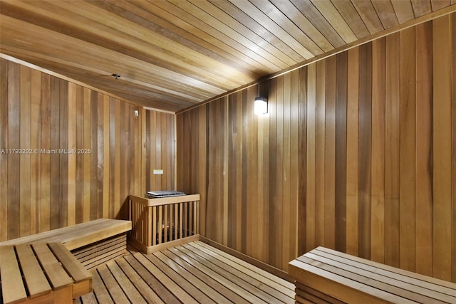 501 NE 31st St Unit 2906, Miami, FL 33137 - sauna featuring wood walls, wood ceiling, and wood finished floors