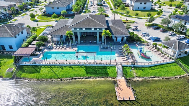 9015 NW 161st Ter, Miami Lakes, FL 33018 - aerial perspective of suburban area featuring a pool