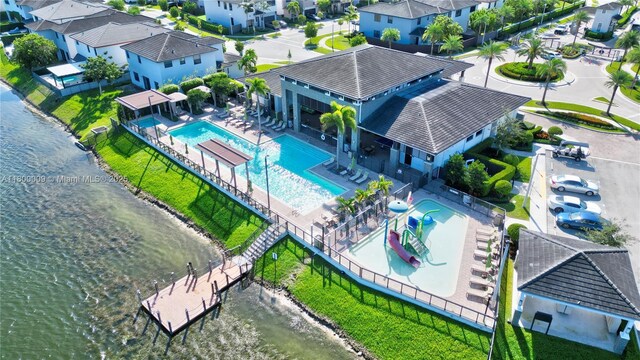 9015 NW 161st Ter, Miami Lakes, FL 33018 - aerial view of residential area featuring a pool