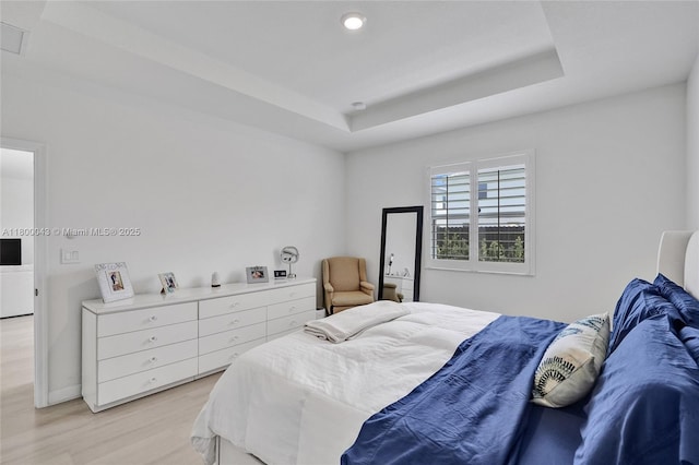 14836 SW 162nd St, Miami, FL 33187 - bedroom featuring a raised ceiling, light wood-type flooring, and recessed lighting
