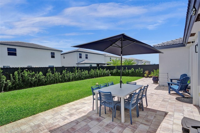 14836 SW 162nd St, Miami, FL 33187 - fenced backyard featuring a patio area and outdoor dining area