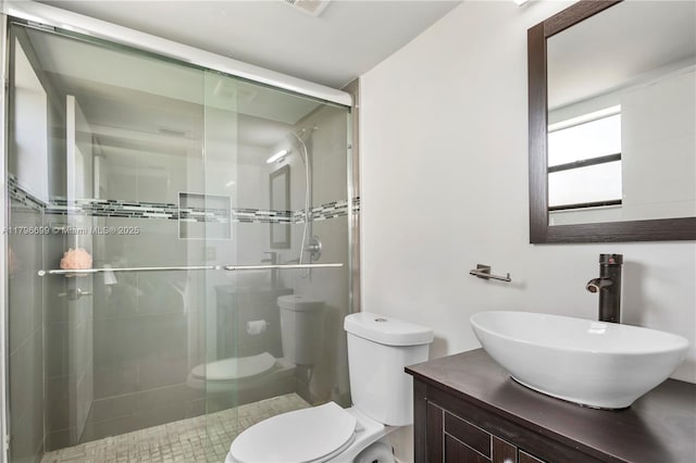 22053 Palms Way Unit 106, Boca Raton, FL 33433 - full bath featuring toilet, vanity, and a stall shower