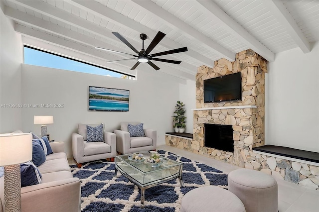9494 SW 144th St, Miami, FL 33176 - living area with a fireplace and a ceiling fan