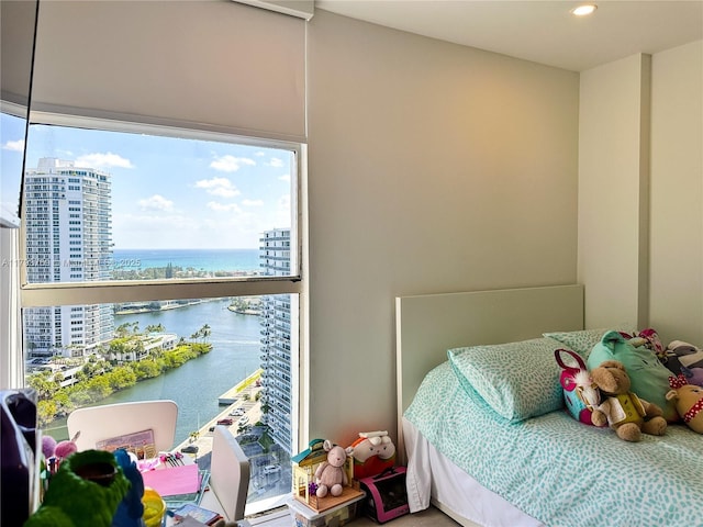 3731 N Country Club Dr Unit 2228, Aventura, FL 33180 - bedroom featuring a water view and recessed lighting