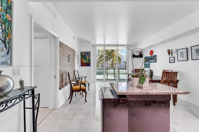 dining room featuring expansive windows and baseboards