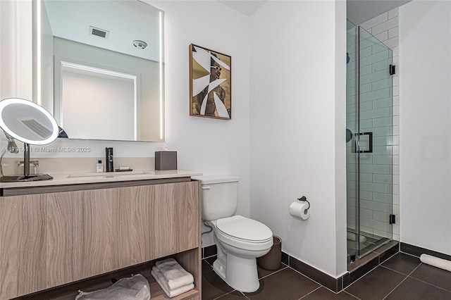 398 NE 5th St Unit 2415, Miami, FL 33132 - full bathroom with tile patterned flooring, a stall shower, baseboards, and toilet