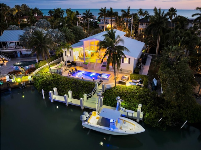 1220 Coury Dr, Key Colony, FL 33051 - aerial view at dusk of a water view