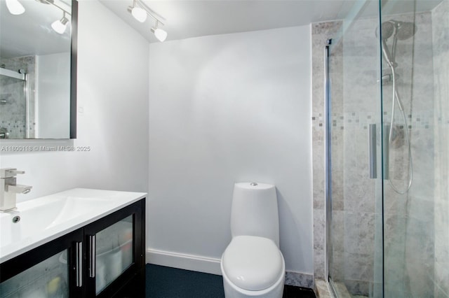 6770 Indian Creek Dr Unit 6O, Miami Beach, FL 33141 - full bathroom with a stall shower, vanity, and toilet