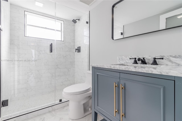 301 Jefferson Ave Unit 4D, Miami Beach, FL 33139 - bathroom with vanity, marble finish flooring, and a shower stall