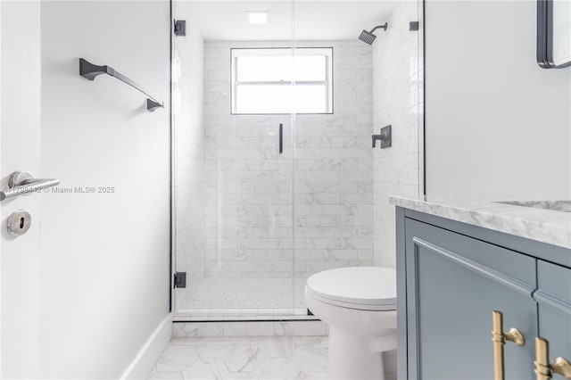301 Jefferson Ave Unit 4D, Miami Beach, FL 33139 - bathroom with marble finish flooring, a stall shower, and vanity