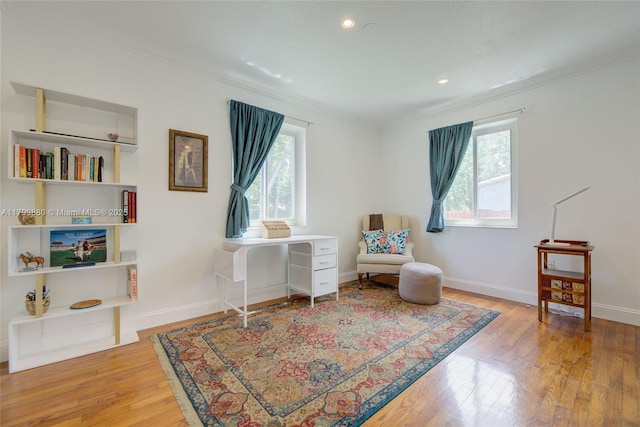 12000 NE 11th Ct, Biscayne Park, FL 33161 - sitting room featuring wood finished floors, crown molding, baseboards, and recessed lighting