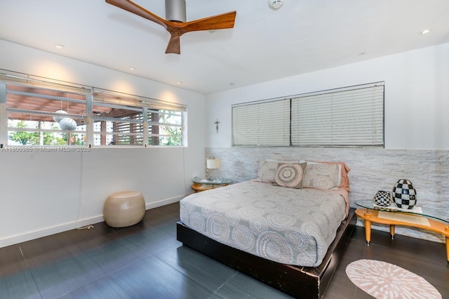 418 Tammarind Dr, Hallandale Beach, FL 33009 - bedroom with a ceiling fan, baseboards, and wood finished floors