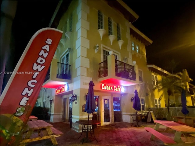 view of property at night