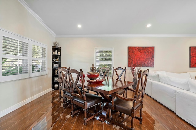 20230 NW 7th St, Pembroke Pines, FL 33029 - dining area featuring ornamental molding, wood finished floors, healthy amount of natural light, and recessed lighting