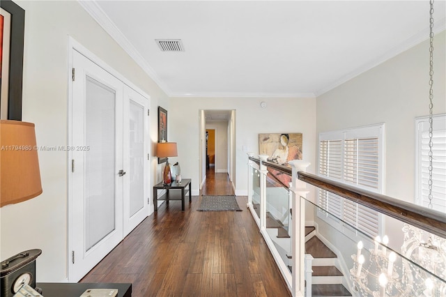 20230 NW 7th St, Pembroke Pines, FL 33029 - corridor with crown molding, dark wood-style flooring, and baseboards