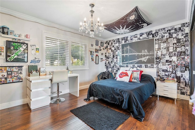 20230 NW 7th St, Pembroke Pines, FL 33029 - bedroom with a chandelier, ornamental molding, and hardwood / wood-style flooring