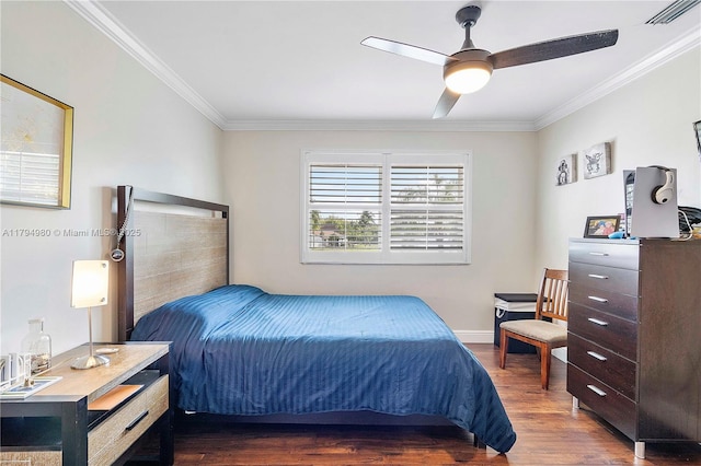 20230 NW 7th St, Pembroke Pines, FL 33029 - bedroom with crown molding, wood finished floors, and ceiling fan