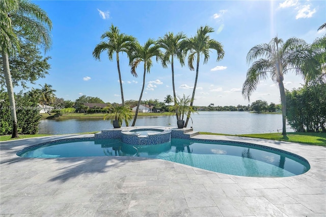 20230 NW 7th St, Pembroke Pines, FL 33029 - view of pool with a water view, a patio area, and a pool with connected hot tub