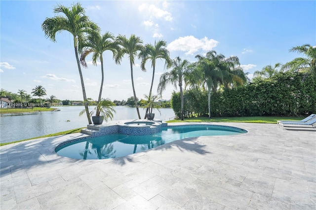 20230 NW 7th St, Pembroke Pines, FL 33029 - view of pool with a patio, a water view, and a pool with connected hot tub