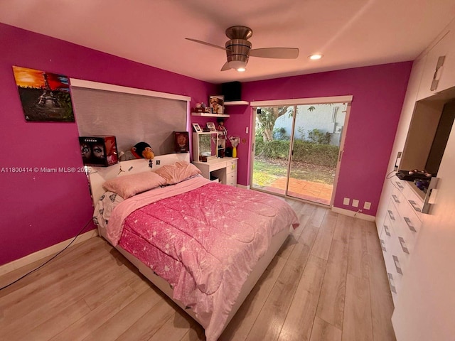 4909 Bayberry Ln, Tamarac, FL 33319 - bedroom featuring access to outside, light wood finished floors, recessed lighting, and ceiling fan