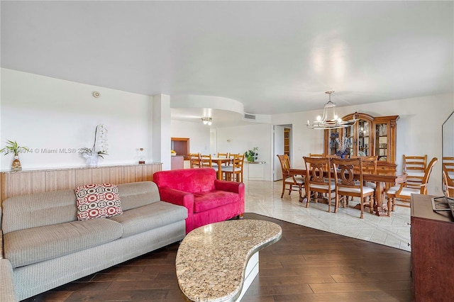 4800 Hillcrest Ln Unit 503, Hollywood, FL 33021 - living area with a chandelier and wood finished floors