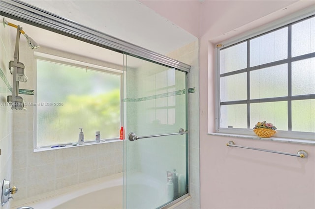 9905 SW 131st St, Miami, FL 33176 - full bathroom featuring a tub to relax in, a shower with door, and healthy amount of natural light