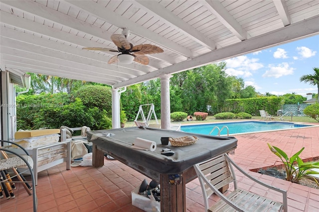 9905 SW 131st St, Miami, FL 33176 - view of patio featuring a fenced backyard and ceiling fan