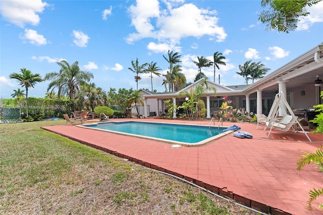 9905 SW 131st St, Miami, FL 33176 - swimming pool featuring a patio area and ceiling fan