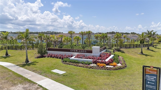 community sign with a residential view