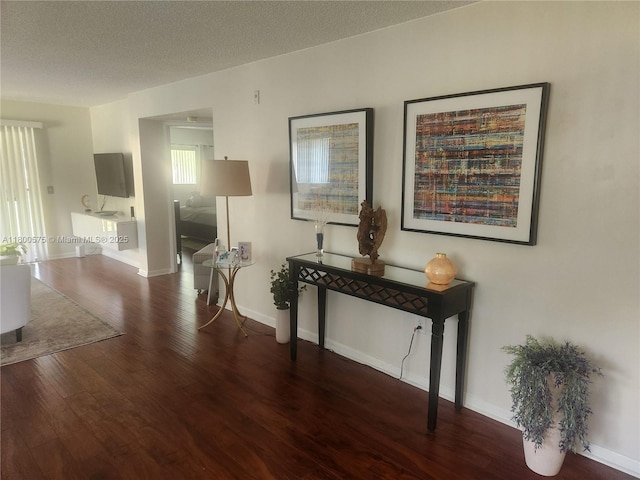 1601 SW 128th Ter Unit 201A, Pembroke Pines, FL 33027 - hallway featuring wood finished floors, baseboards, and a textured ceiling