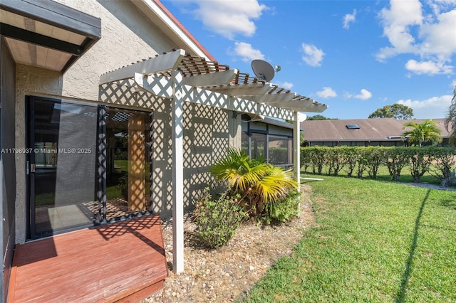 8400 NW 52nd St, Lauderhill, FL 33351 - view of grassy yard with a pergola and a sunroom