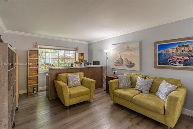 13392 NW 7th St, Plantation, FL 33325 - living room with wood finished floors, crown molding, and baseboards