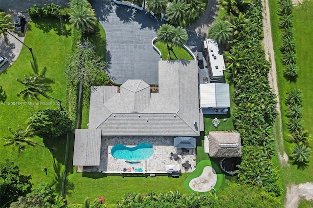 aerial view of a pool