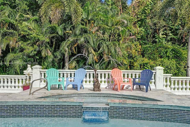 view of swimming pool with a patio area