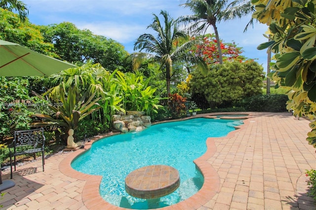 8345 SW 143rd St, Palmetto Bay, FL 33158 - view of pool featuring a patio and a pool with connected hot tub