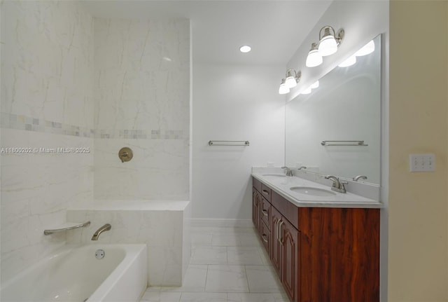 611 SW 8th St, Hallandale Beach, FL 33009 - bathroom with marble finish flooring and double vanity