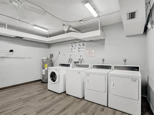4200 Hillcrest Dr Unit 1017, Hollywood, FL 33021 - community laundry with washer and clothes dryer, water heater, and light wood-style floors
