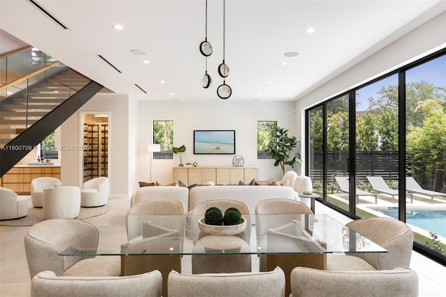 2905 Washington St, Miami, FL 33133 - dining room featuring recessed lighting, plenty of natural light, and stairs