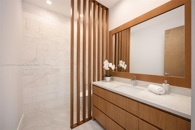 2905 Washington St, Miami, FL 33133 - full bathroom featuring vanity and tiled shower