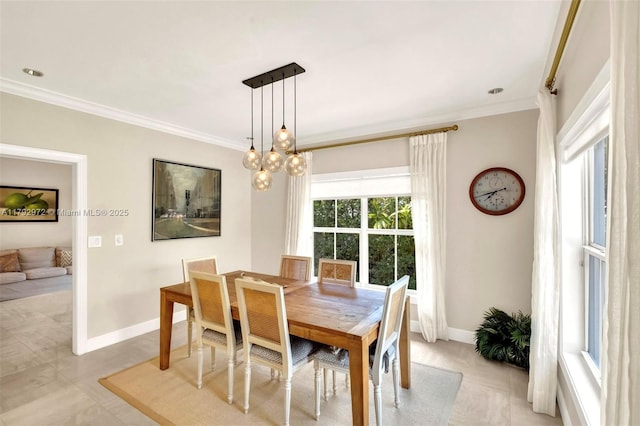 164 W Mashta Dr, Key Biscayne, FL 33149 - dining area with ornamental molding and baseboards
