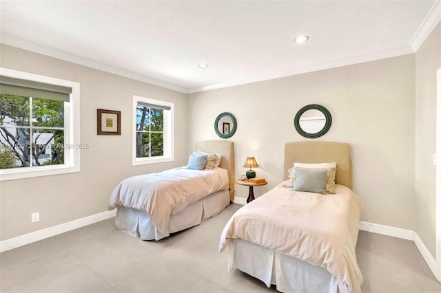 164 W Mashta Dr, Key Biscayne, FL 33149 - bedroom with ornamental molding, baseboards, and recessed lighting