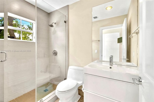 164 W Mashta Dr, Key Biscayne, FL 33149 - bathroom featuring toilet, a shower stall, and vanity