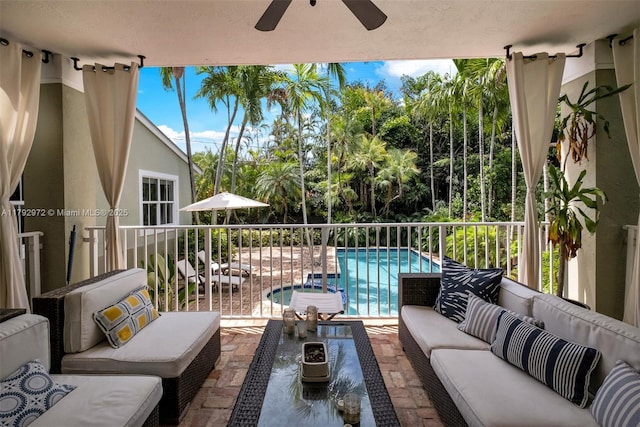 164 W Mashta Dr, Key Biscayne, FL 33149 - view of patio with outdoor lounge area and a ceiling fan