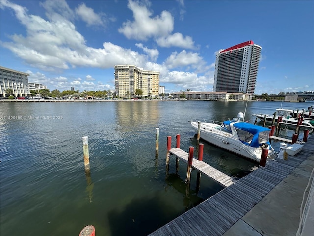 1865 S Ocean Dr Unit 17C, Hallandale Beach, FL 33009 - dock featuring a water view and a view of city