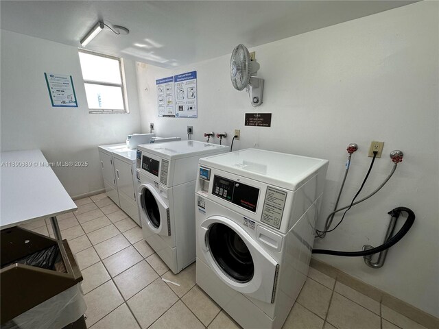 1865 S Ocean Dr Unit 17C, Hallandale Beach, FL 33009 - community laundry with washing machine and clothes dryer and light tile patterned floors