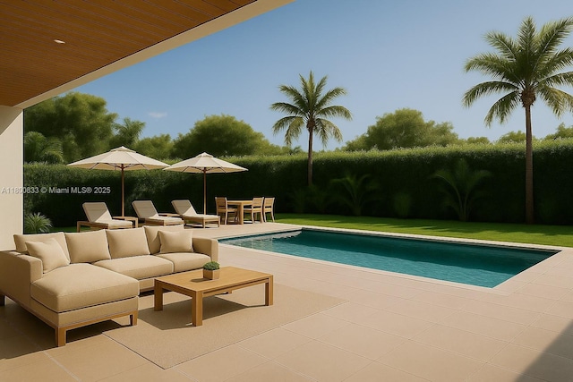 960 NE 121st St, Biscayne Park, FL 33161 - swimming pool featuring a patio and an outdoor hangout area