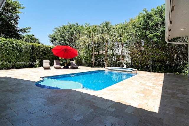 218 Egret Ct, Weston, FL 33327 - view of swimming pool featuring a patio area and a pool with connected hot tub